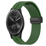 Compatible with Garmin Vivomove Sport 20mm Solid Color Magnetic Clasp Silicone Watch Band(Army Green)