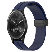 Compatible with Garmin Vivomove Sport 20mm Solid Color Magnetic Clasp Silicone Watch Band(Midnight Blue)