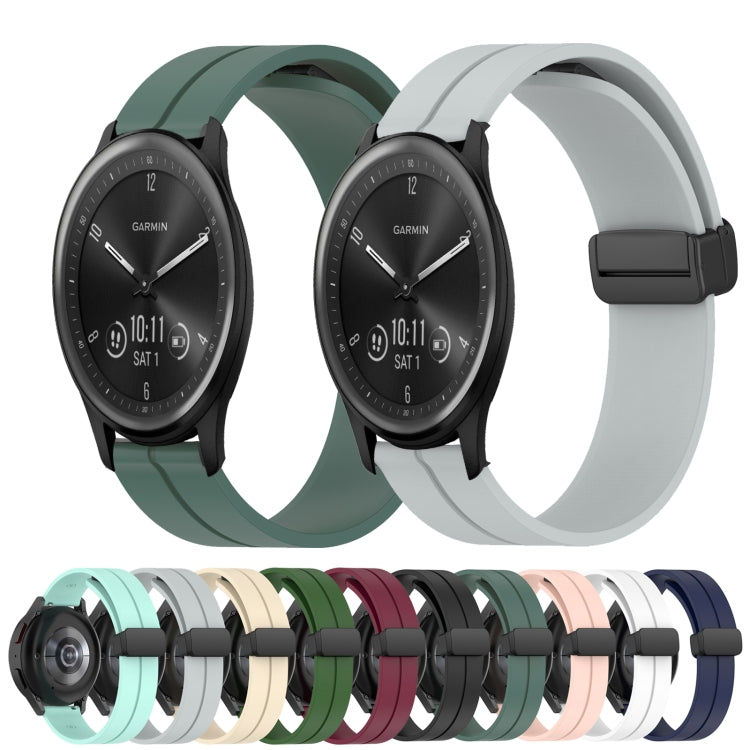 Compatible with Garmin Vivomove Sport 20mm Solid Color Magnetic Clasp Silicone Watch Band(Wine Red)