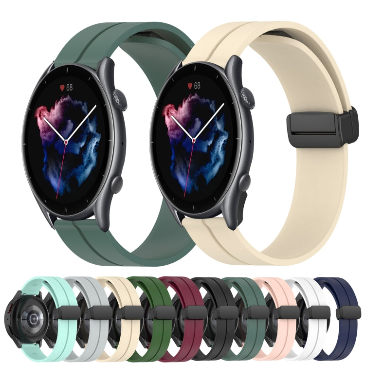 For Amazfit GTR 3 22mm Solid Color Magnetic Clasp Silicone Watch Band(Army Green)