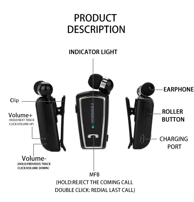 Fineblue F-V3 Bluetooth 4.1 Wireless Stereo Bluetooth In-Ear Earphone Mini Headset White