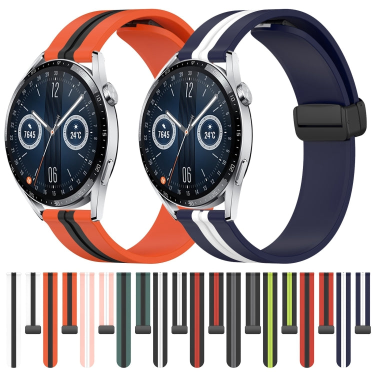 For Huawei Watch GT3 46mm 22mm Folding Magnetic Clasp Silicone Watch Band(Black+Red)