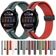 For Huawei Watch 3 22mm Folding Magnetic Clasp Silicone Watch Band(Midnight Blue + White)