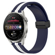 For Huawei Watch 3 Pro 22mm Folding Magnetic Clasp Silicone Watch Band(Midnight Blue + White) - free shipping - PMC TechLife - Order now!