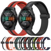 For Huawei Watch GT 2E 22mm Folding Magnetic Clasp Silicone Watch Band(Black+Red)