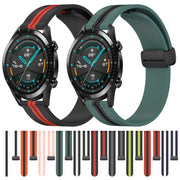 For Huawei GT2 46mm 22mm Folding Magnetic Clasp Silicone Watch Band(Black+White)