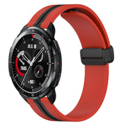 For Honor Watch GS Pro 22mm Folding Magnetic Clasp Silicone Watch Band(Red+Black)