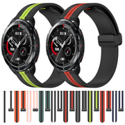 For Honor Watch GS Pro 22mm Folding Magnetic Clasp Silicone Watch Band(Red+Black)