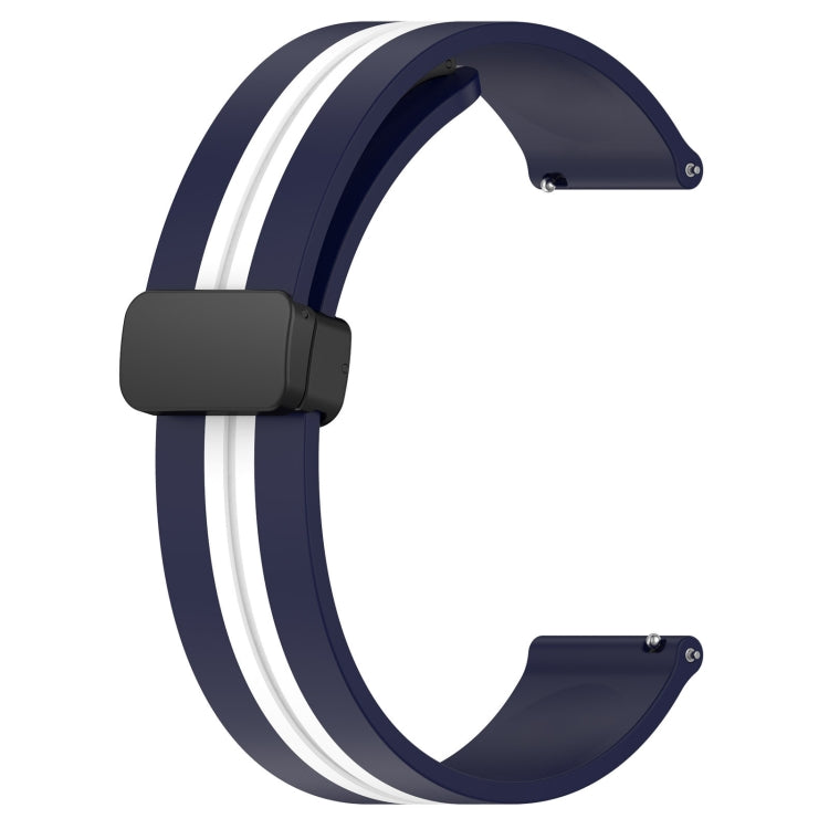 Compatible with Garmin Compatible witherunner Sq2 20mm Folding Magnetic Clasp Silicone Watch Band(Midnight Blue + White)