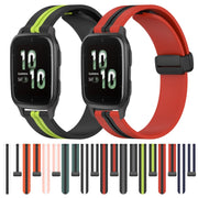 Compatible with Garmin Compatible witherunner Sq2 20mm Folding Magnetic Clasp Silicone Watch Band(Black+White)