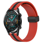 For Huawei Watch GT2 42mm 20mm Folding Magnetic Clasp Silicone Watch Band(Red+Black)