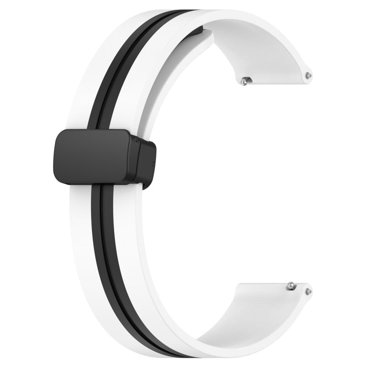 For Huawei Watch 2 20mm Folding Magnetic Clasp Silicone Watch Band(White+Black)
