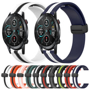 For Honor MagicWatch2 42mm 20mm Folding Magnetic Clasp Silicone Watch Band(Red+Black)