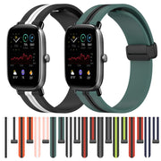 For Amazfit GTS 2 Mini 20mm Folding Magnetic Clasp Silicone Watch Band(Black+Red)