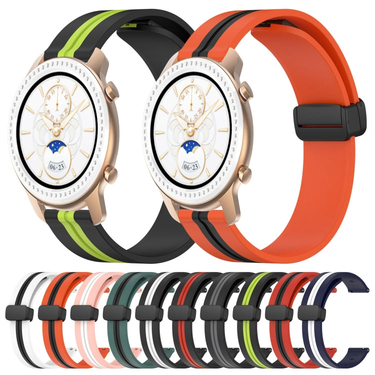 For Amazfit GTR 42mm 20mm Folding Magnetic Clasp Silicone Watch Band(Red+Black)