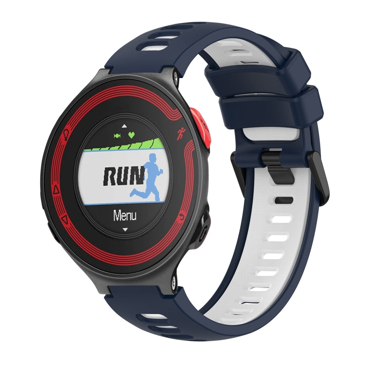 Compatible with Garmin Compatible witherunner 220 Two-Color Silicone Watch Band(Midnight Blue + White)