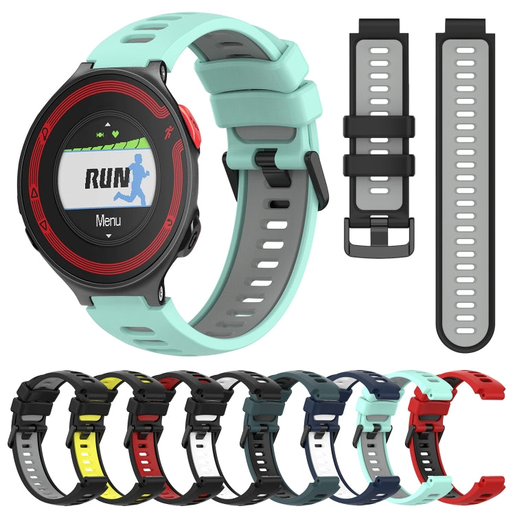 Compatible with Garmin Compatible witherunner 220 Two-Color Silicone Watch Band(Midnight Blue + White)