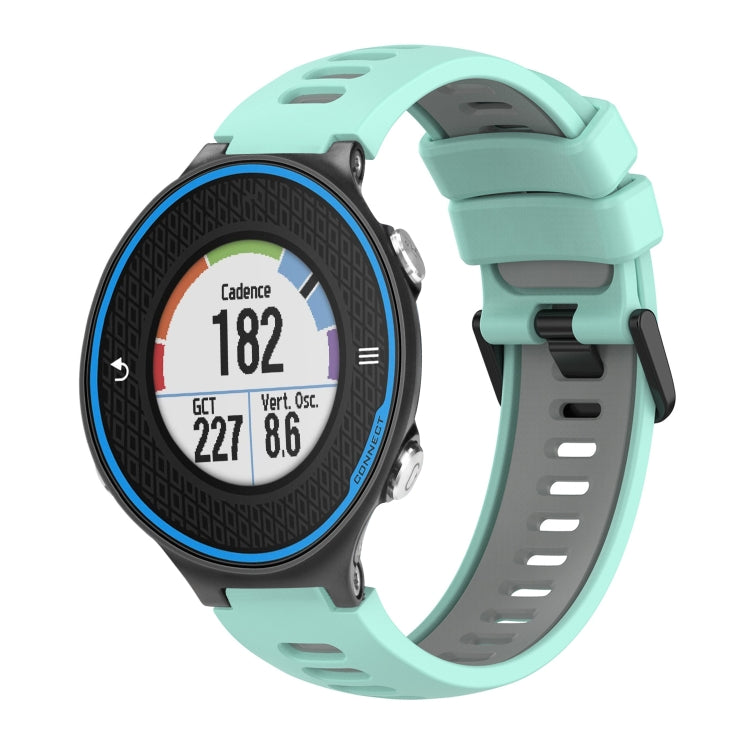 Compatible with Garmin Compatible witherunner 620 Two-Color Silicone Watch Band(Teal+Grey)