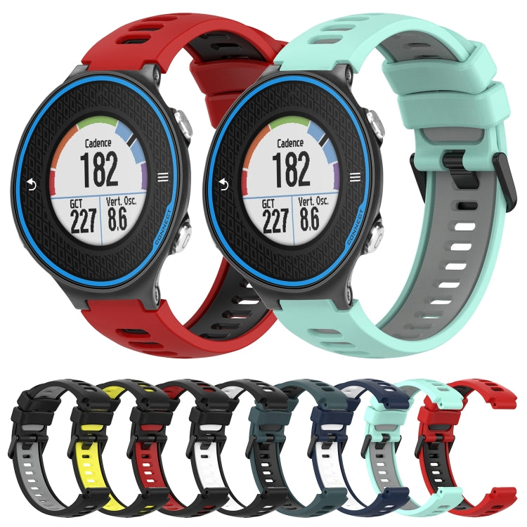 Compatible with Garmin Compatible witherunner 620 Two-Color Silicone Watch Band(Teal+Grey)