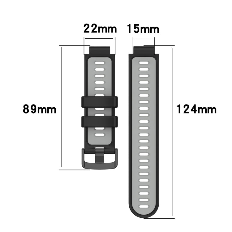 Compatible with Garmin Compatible witherunner 620 Two-Color Silicone Watch Band(Teal+Grey)