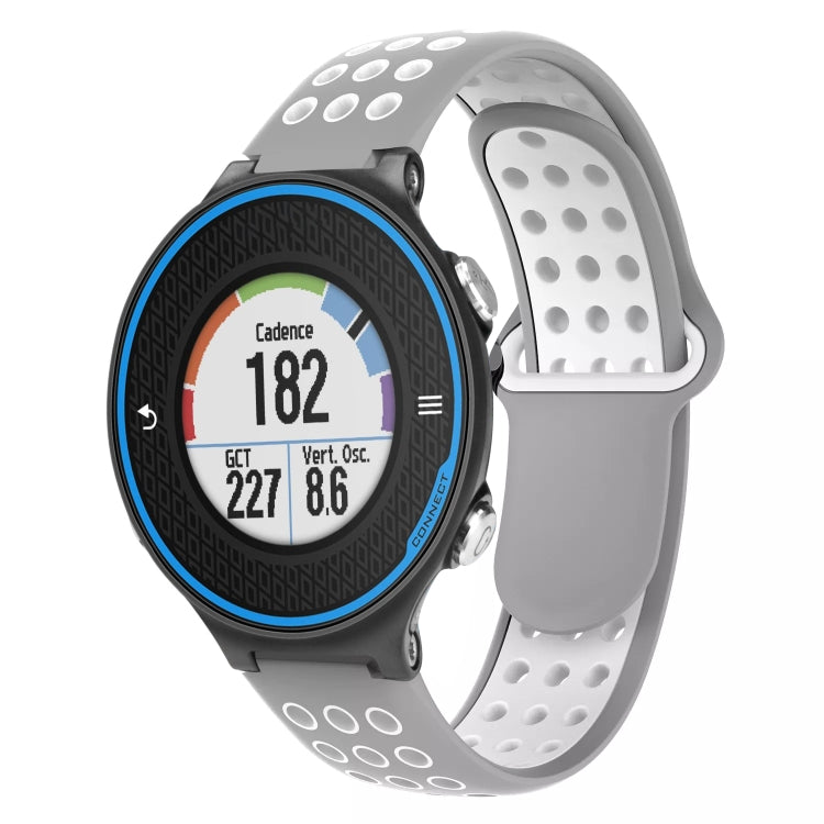 For Garmin Forerunner 620 Two-Color Punched Breathable Silicone Watch Band(Grey+White)