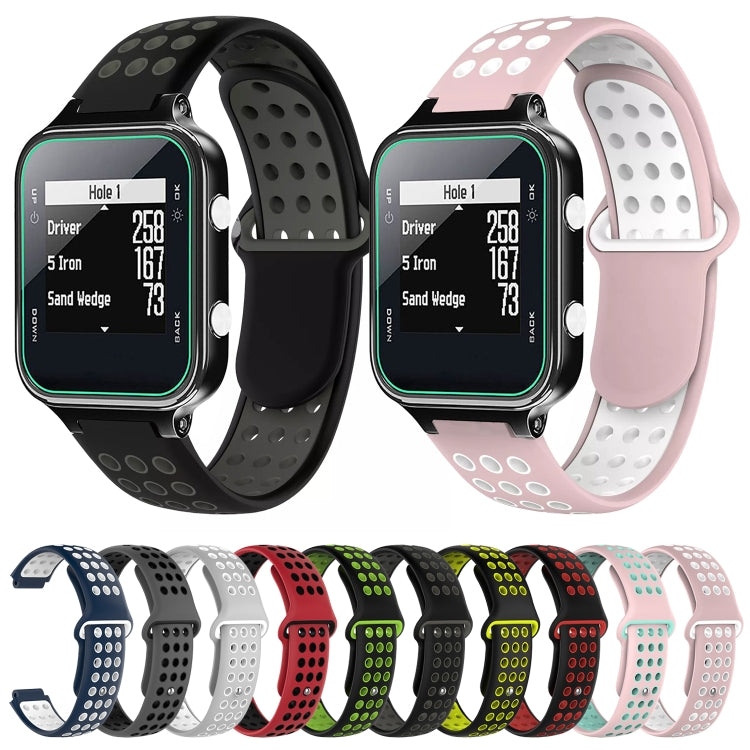 For Garmin Approach S20 Two-Color Punched Breathable Silicone Watch Band(Pink+Teal)