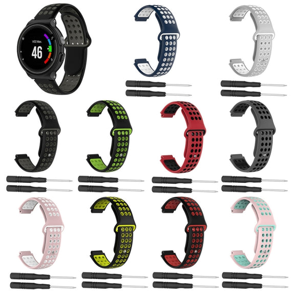 For Garmin Approach S20 Two-Color Punched Breathable Silicone Watch Band(Black+Green)