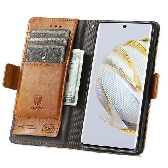 For Huawei  Nova 10 CaseNeoSplicing Dual Magnetic Buckle Leather Phone Case(Khaki)