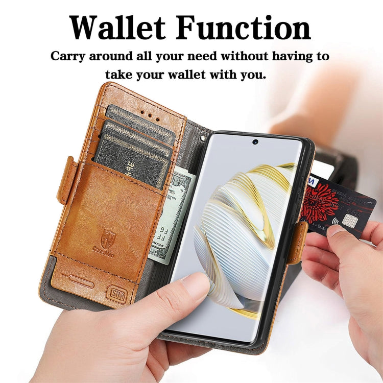 For Huawei  Nova 10 CaseNeoSplicing Dual Magnetic Buckle Leather Phone Case(Khaki)