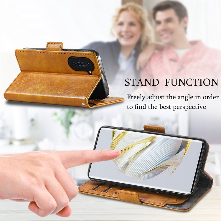 For Huawei  Nova 10 CaseNeoSplicing Dual Magnetic Buckle Leather Phone Case(Khaki)