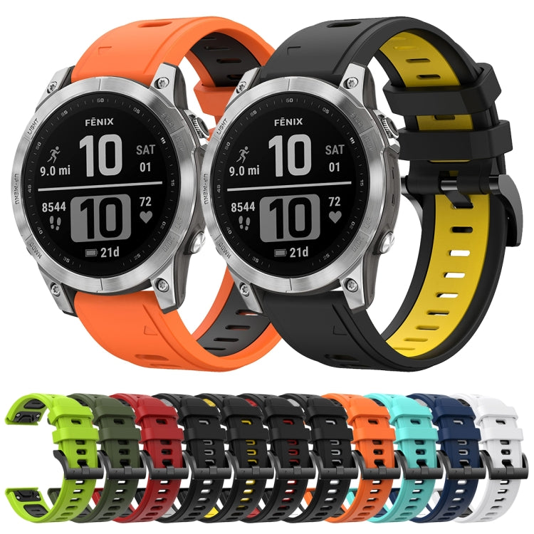 Compatible with Garmin Fenix 7 22mm Two-Color Sports Silicone Watch Band(Black+White)