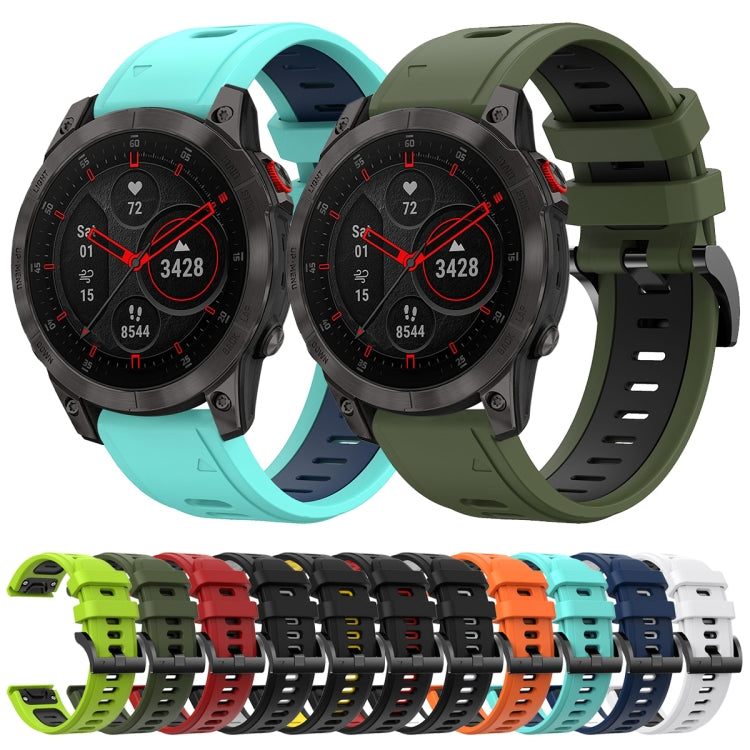 Compatible with Garmin EPIX Gen 2 22mm Two-Color Sports Silicone Watch Band(Orange+Black)