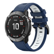 Compatible with Garmin Fenix 6 GPS 22mm Two-Color Sports Silicone Watch Band(Midnight Blue + White)