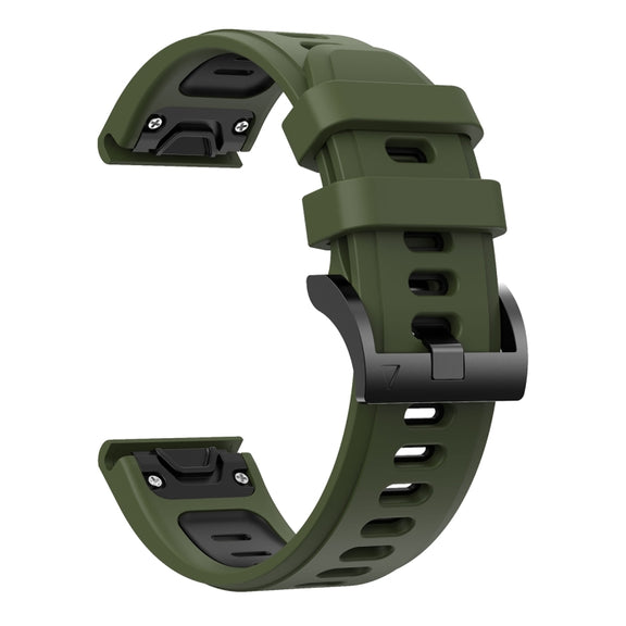 Compatible with Garmin Compatible witherunner 935 22mm Two-Color Sports Silicone Watch Band(Army Green + Black)