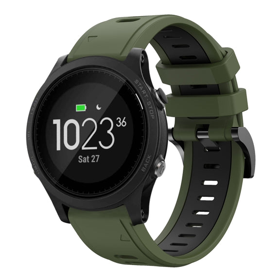 Compatible with Garmin Compatible witherunner 935 22mm Two-Color Sports Silicone Watch Band(Army Green + Black)