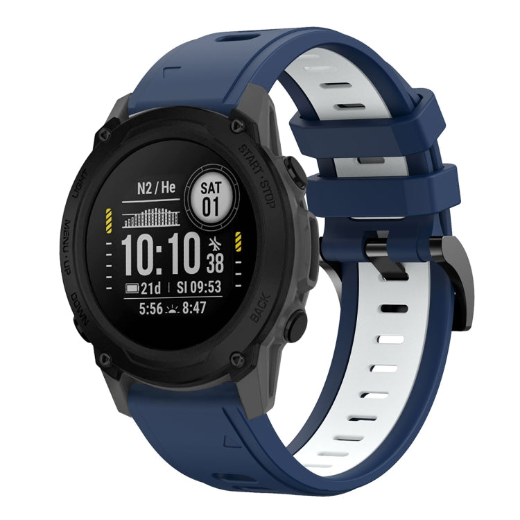 Compatible with Garmin Descent G1 22mm Two-Color Sports Silicone Watch Band(Midnight Blue + White)