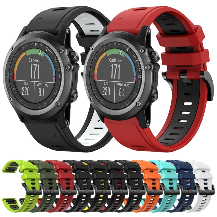 Compatible with Garmin Fenix 3 26mm Two-Color Sports Silicone Watch Band(Mint Green + Blue)