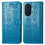 For Huawei Nova 10 Cat and Dog Embossed Leather Phone Case(Blue)
