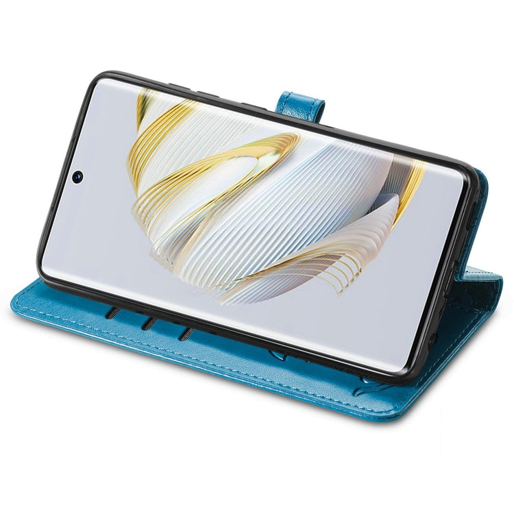 For Huawei Nova 10 Cat and Dog Embossed Leather Phone Case(Blue)