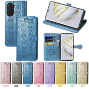 For Huawei Nova 10 Cat and Dog Embossed Leather Phone Case(Blue)