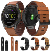 For Garmin Enduro 2 26mm Leather Steel Buckle Watch Band (Light Brown)
