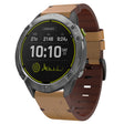For Garmin Enduro 26mm Leather Steel Buckle Watch Band (Light Brown) - Smart Wear by PMC TechLife | Online Shopping South Africa | PMC TechLife