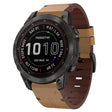 For Garmin Fenix 7 22mm Leather Steel Buckle Watch Band (Light Brown) - Smart Wear by PMC TechLife | Online Shopping South Africa | PMC TechLife