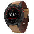 For Garmin Fenix 7 Solar 22mm Leather Steel Buckle Watch Band (Light Brown) - Smart Wear by PMC TechLife | Online Shopping South Africa | PMC TechLife