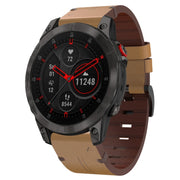 For Garmin EPIX Gen 2 22mm Leather Steel Buckle Watch Band (Light Brown)