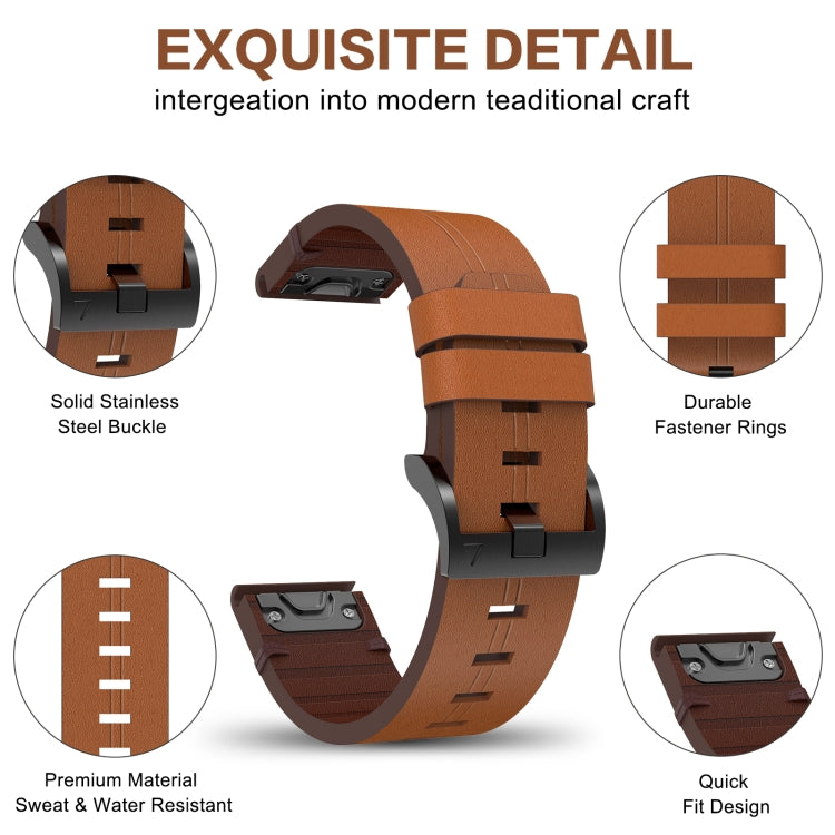 Compatible with Garmin EPIX Gen 2 22mm Leather Steel Buckle Watch Band(Brown)