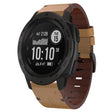 For Garmin Instinct 22mm Leather Steel Buckle Watch Band (Light Brown) - Smart Wear by PMC TechLife | Online Shopping South Africa | PMC TechLife