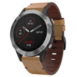 For Garmin Fenix 6 GPS 22mm Leather Steel Buckle Watch Band (Light Brown) - Smart Wear by PMC TechLife | Online Shopping South Africa | PMC TechLife
