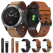 For Garmin Fenix 6 GPS 22mm Leather Steel Buckle Watch Band (Light Brown)