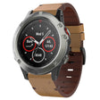 For Garmin Quatix 5 22mm Leather Steel Buckle Watch Band (Light Brown) - Smart Wear by PMC TechLife | Online Shopping South Africa | PMC TechLife